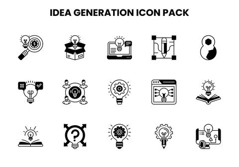 Idea Generation DuoTone Collection Icons Pack Stock Illustration