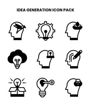 Idea Generation DuoTone Graphics Icons Pack イラスト素材