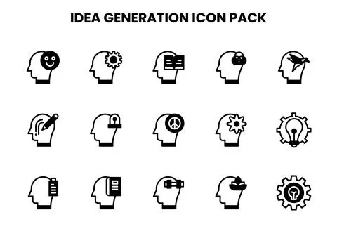 Idea Generation DuoTone Icons Pack Stock Illustration