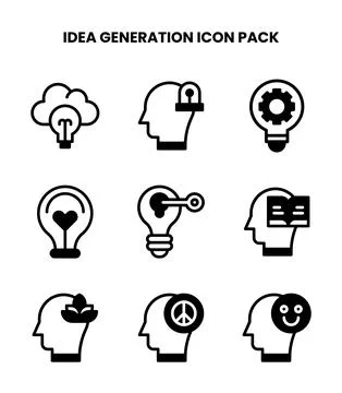 Idea Generation DuoTone Set Icons Pack Stock Illustration