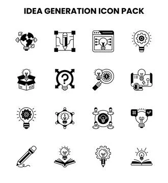 Idea Generation DuoTone UI Icons Pack Stock Illustration