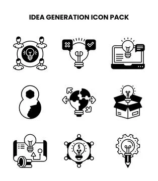 Idea Generation DuoTone Vector Icons Pack Stock Illustration