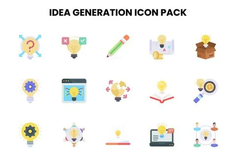 Idea Generation Flat Bundle Icons Pack Stock Illustration
