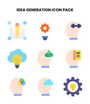 Idea Generation Flat Bundle Icons Pack Stock Illustration