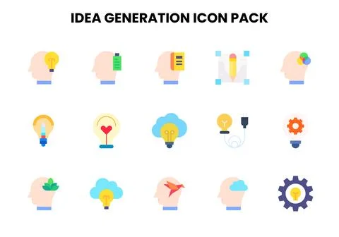 Idea Generation Flat Collection Icons Pack Stock Illustration