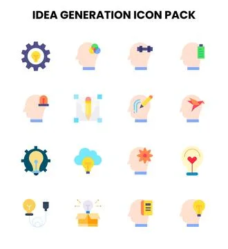 Idea Generation Flat Collection Icons Pack Stock Illustration