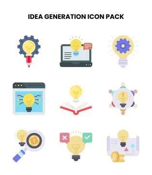 Idea Generation Flat Collection Icons Pack Stock Illustration