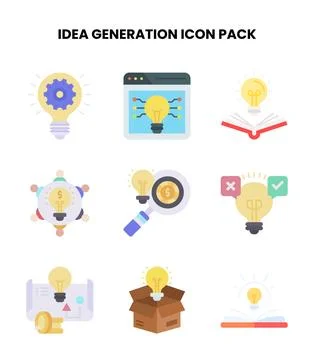 Idea Generation Flat Graphics Icons Pack Stock Illustration