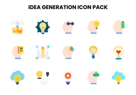 Idea Generation Flat Icons Pack Stock Illustration