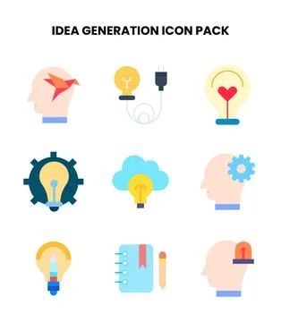 Idea Generation Flat Icons Pack Stock Illustration