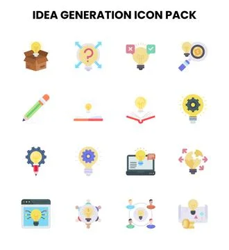 Idea Generation Flat Icons Pack Stock Illustration