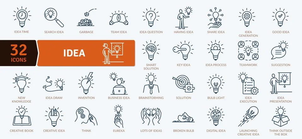 Idea Generation Icon Set: Creativity and Innovation Stock Illustration