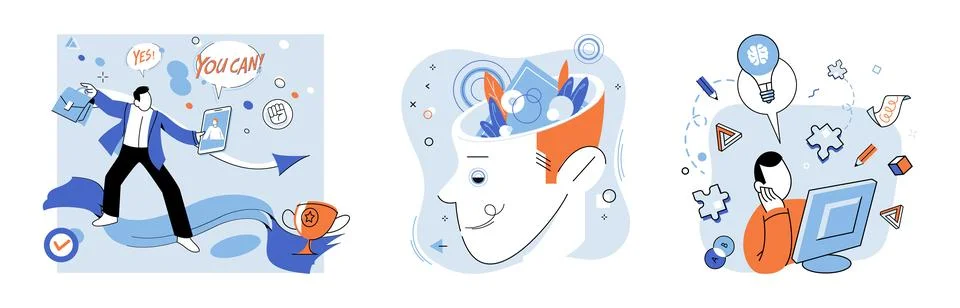 Idea generation. Intelligence and creativity dance in harmony, choreographed by Stock Illustration