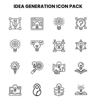 Idea Generation Line Bundle Icons Pack 스톡 일러스트