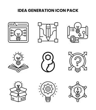 Idea Generation Line Bundle Icons Pack Stock Illustration
