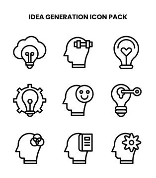 Idea Generation Line Collection Icons Pack Stock-Illustration