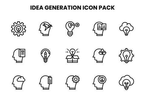Idea Generation Line Design Icons Pack Stock Illustration
