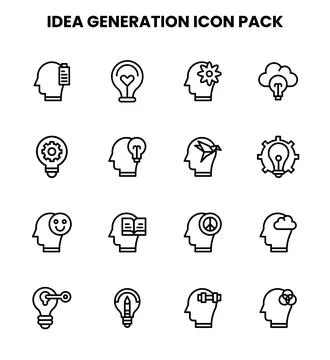 Idea Generation Line Graphics Icons Pack Stock Illustration