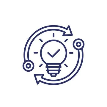Idea generation line icon on white, vector Stock Illustration