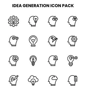 Idea Generation Line UI Icons Pack Stockillustratie