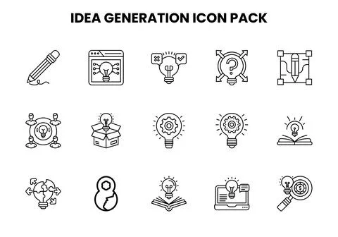 Idea Generation Line Vector Icons Pack Stockillustratie