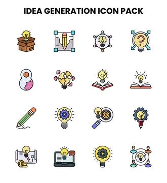 Idea Generation Lineal Color Bundle Icons Pack Stock Illustration