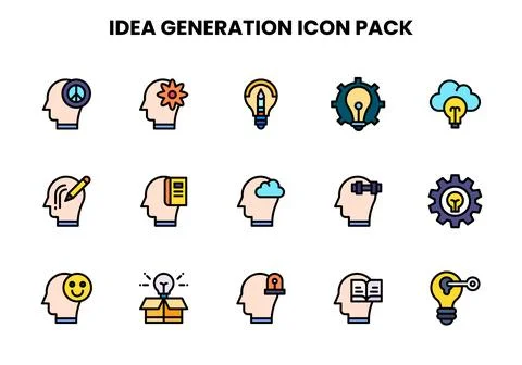 Idea Generation Lineal Color Bundle Icons Pack Stock Illustration