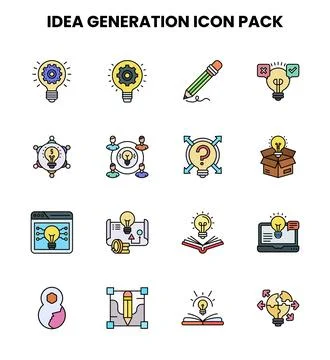 Idea Generation Lineal Color Bundle Icons Pack Stock-Illustration