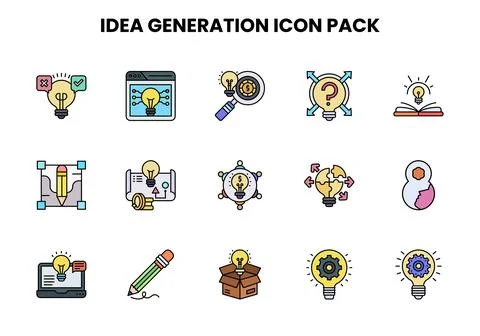 Idea Generation Lineal Color Collection Icons Pack Stock Illustration