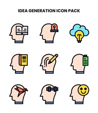 Idea Generation Lineal Color Design Icons Pack Stock Illustration