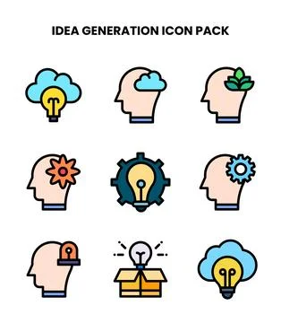 Idea Generation Lineal Color Graphics Icons Pack Stock Illustration