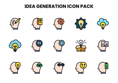 Idea Generation Lineal Color Set Icons Pack Stock Illustration