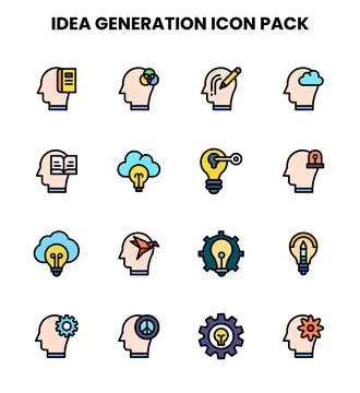Idea Generation Lineal Color UI Icons Pack Stock Illustration