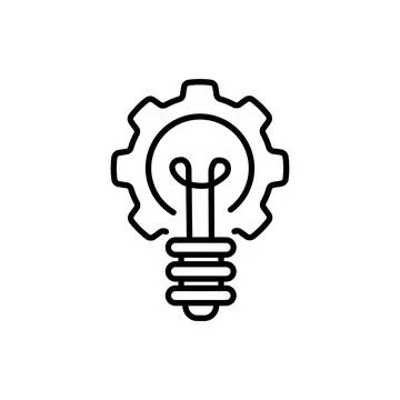 Idea generation linear icon. Thin line illustration. Innovations. Light bulb Stock Illustration