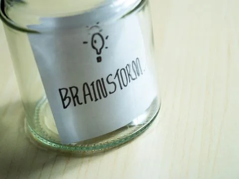 Idea generation at office desk creative brainstorming in a bright environment Stock Photos