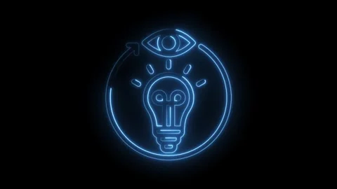 Idea generation process blue neon light animation on black background Stock Footage 330777192