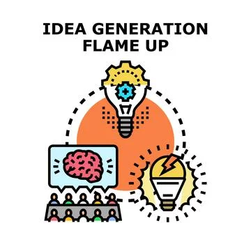 Idea generation process brainstorming innovation concept Stock Illustration