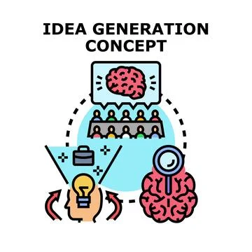Idea generation process for business development thinking Stock Illustration