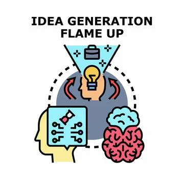 Idea generation process developing creative business solutions Stock Illustration