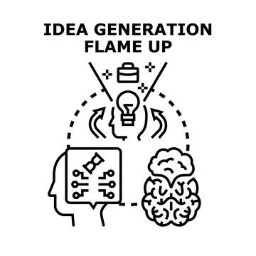 Idea generation process developing creative business solutions Illustrazione stock