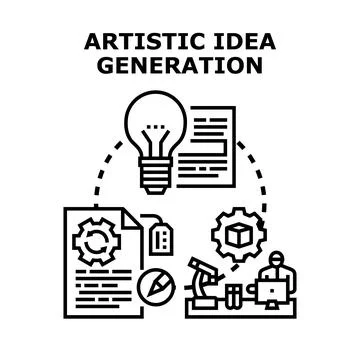 Idea generation process illustrating creative development and research 스톡 일러스트