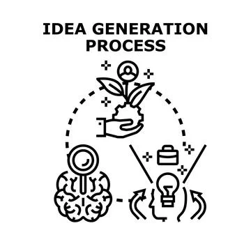 Idea generation process illustrating creative business innovation Stock Illustration