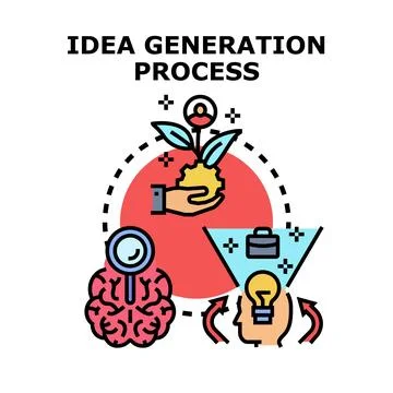 Idea generation process illustrating creative business innovation Stock Illustration