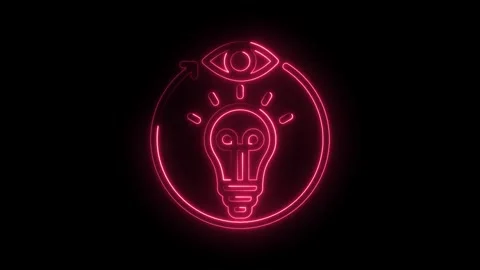 Idea generation process neon concept innovative solutions with creative thinking Stock Footage 330777196