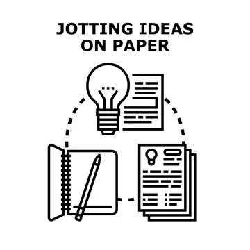 Idea generation process planning writing documentation Stock Illustration
