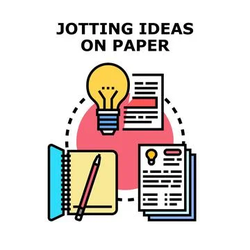 Idea generation process planning writing documentation Stock Illustration