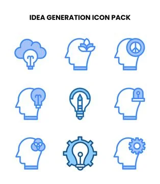 Idea Generation Two Colour Collection Icons Pack Illustrazione stock
