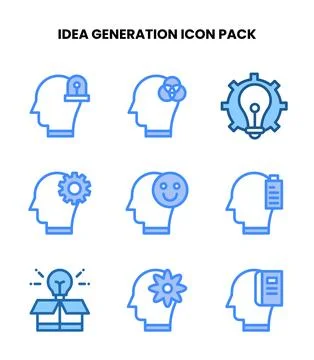 Idea Generation Two Colour Design Icons Pack Stock Illustration