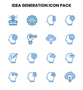 Idea Generation Two Colour Icons Pack Illustrazione stock