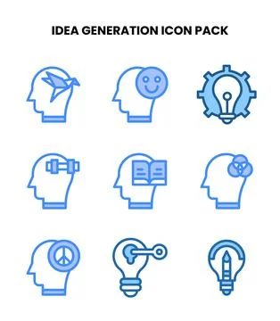 Idea Generation Two Colour Icons Pack Stock Illustration